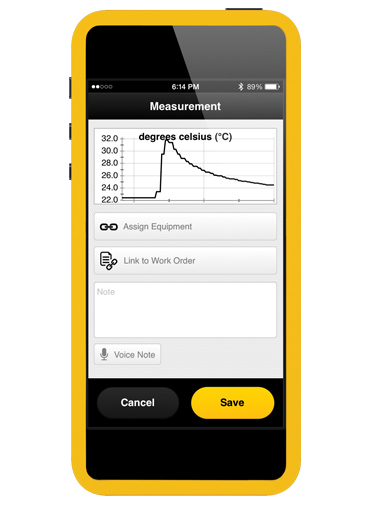 Save measurements into Fluke Connect and associated them to equipment, making it easy to review later.