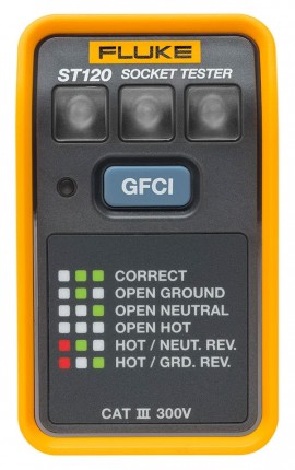 Fluke ST120 GFCI Socket Tester, 110 to 125 V AC-